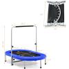 imageGiantex Mini Trampoline 2 Persons Foldable Fitness Trampoline w 5 Levels Height Adjustable Handle Max Load 330LBS Indoor Oval Rebounder Exercise Trampoline for Adult Kid Enjoy Parentchild TimeBlue