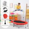 imageGiantex Mini Trampoline 2 Persons Foldable Fitness Trampoline w 5 Levels Height Adjustable Handle Max Load 330LBS Indoor Oval Rebounder Exercise Trampoline for Adult Kid Enjoy Parentchild TimeRed