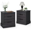imageGiantex Modern Nightstand Wood Bedside Table with 2 Storage Drawers Compact Floor Night Stand End Table White Accent Sofa Side Table for BedroomGrey Oak