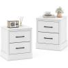 imageGiantex Modern Nightstand Wood Bedside Table with 2 Storage Drawers Compact Floor Night Stand End Table White Accent Sofa Side Table for BedroomWhite