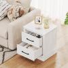 imageGiantex Modern Nightstand Wood Bedside Table with 2 Storage Drawers Compact Floor Night Stand End Table White Accent Sofa Side Table for BedroomWhite