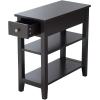 imageGiantex Narrow End Table Small Side Table with Drawer and Shelf Wood Accent Sofa Table Skinny Nightstand for Small Space Living Room Bedroom 1 BlackBlack