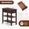 imageGiantex Narrow End Table Small Side Table with Drawer and Shelf Wood Accent Sofa Table Skinny Nightstand for Small Space Living Room Bedroom 1 BlackWalnut