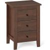 imageGiantex Nightstands Set of 2 with 3 Drawers Wood Walnut Night Stand Bedside Table wStorage Drawer ampamp Round Metal Knobs Vintage End Side Table for Dorm Bedroom Small Spaces 145quot D x 18quot W x 26quot HWalnut
