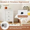 imageGiantex Nightstands Set of 2 with 3 Drawers Wood Walnut Night Stand Bedside Table wStorage Drawer ampamp Round Metal Knobs Vintage End Side Table for Dorm Bedroom Small Spaces 145quot D x 18quot W x 26quot HWhite