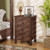 imageGiantex Nightstands Set of 2 with 3 Drawers Wood Walnut Night Stand Bedside Table wStorage Drawer ampamp Round Metal Knobs Vintage End Side Table for Dorm Bedroom Small Spaces 145quot D x 18quot W x 26quot HWalnut