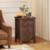 imageGiantex Nightstands Set of 2 with 3 Drawers Wood Walnut Night Stand Bedside Table wStorage Drawer ampamp Round Metal Knobs Vintage End Side Table for Dorm Bedroom Small Spaces 145quot D x 18quot W x 26quot HWalnut