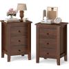 imageGiantex Nightstands Set of 2 with 3 Drawers Wood Walnut Night Stand Bedside Table wStorage Drawer ampamp Round Metal Knobs Vintage End Side Table for Dorm Bedroom Small Spaces 145quot D x 18quot W x 26quot HWalnut