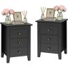 imageGiantex Nightstands Set of 2 with 3 Drawers Wood Walnut Night Stand Bedside Table wStorage Drawer ampamp Round Metal Knobs Vintage End Side Table for Dorm Bedroom Small Spaces 145quot D x 18quot W x 26quot HBlack