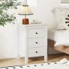 imageGiantex Nightstands Set of 2 with 3 Drawers Wood Walnut Night Stand Bedside Table wStorage Drawer ampamp Round Metal Knobs Vintage End Side Table for Dorm Bedroom Small Spaces 145quot D x 18quot W x 26quot HWhite