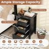 imageGiantex Nightstands Set of 2 with 3 Drawers Wood Walnut Night Stand Bedside Table wStorage Drawer ampamp Round Metal Knobs Vintage End Side Table for Dorm Bedroom Small Spaces 145quot D x 18quot W x 26quot HBlack
