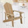 imageGiantex Outdoor Adirondack Chair  Oversized Patio Chairs wHidden Cup Holder Realistic Wood Grain 380 LBS Weight Capacity Weather Resistant Firepit Chairs for Backyard Garden 1 YellowTeak