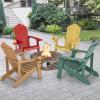 imageGiantex Outdoor Adirondack Chair  Oversized Patio Chairs wHidden Cup Holder Realistic Wood Grain 380 LBS Weight Capacity Weather Resistant Firepit Chairs for Backyard Garden 1 YellowTeak