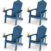 imageGiantex Outdoor Adirondack Chair  Oversized Patio Chairs wHidden Cup Holder Realistic Wood Grain 380 LBS Weight Capacity Weather Resistant Firepit Chairs for Backyard Garden 1 YellowNavy