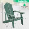 imageGiantex Outdoor Adirondack Chair  Oversized Patio Chairs wHidden Cup Holder Realistic Wood Grain 380 LBS Weight Capacity Weather Resistant Firepit Chairs for Backyard Garden 1 YellowDark Green