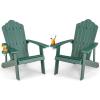 imageGiantex Outdoor Adirondack Chair  Oversized Patio Chairs wHidden Cup Holder Realistic Wood Grain 380 LBS Weight Capacity Weather Resistant Firepit Chairs for Backyard Garden 1 YellowDark Green