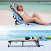 imageGiantex Outdoor Chaise Lounge Chair  Folding Beach Chair with 5 Adjustable Positions Hole Detachable Pillow Hand Ropes Lounger for Sunbathing Poolside Yard Patio Lawn ChairNavy