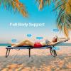 imageGiantex Outdoor Chaise Lounge Chair  Folding Beach Chair with 5 Adjustable Positions Hole Detachable Pillow Hand Ropes Lounger for Sunbathing Poolside Yard Patio Lawn ChairNavy