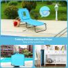 imageGiantex Outdoor Chaise Lounge Chair  Folding Beach Chair with 5 Adjustable Positions Hole Detachable Pillow Hand Ropes Lounger for Sunbathing Poolside Yard Patio Lawn ChairTurquoise