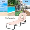 imageGiantex Outdoor Chaise Lounge Chair  Folding Beach Chair with 5 Adjustable Positions Hole Detachable Pillow Hand Ropes Lounger for Sunbathing Poolside Yard Patio Lawn ChairBeige