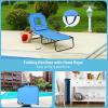 imageGiantex Outdoor Chaise Lounge Chair  Folding Beach Chair with 5 Adjustable Positions Hole Detachable Pillow Hand Ropes Lounger for Sunbathing Poolside Yard Patio Lawn ChairNavy