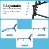imageGiantex Outdoor Chaise Lounge Chair  Folding Beach Chair with 5 Adjustable Positions Hole Detachable Pillow Hand Ropes Lounger for Sunbathing Poolside Yard Patio Lawn ChairNavy