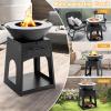 imageGiantex Outdoor Fire Pit with Grill Heavy Duty Wood Burning Fire Pit wFire Poker Gloves Grilling Rack Large Storage Compartment 2in1 BBQ FirePit for Outside Backyard Patio Black