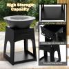 imageGiantex Outdoor Fire Pit with Grill Heavy Duty Wood Burning Fire Pit wFire Poker Gloves Grilling Rack Large Storage Compartment 2in1 BBQ FirePit for Outside Backyard Patio Black
