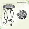 imageGiantex Outdoor Side Table Mosaic Patio Table 14inch Accent Table Plant Stand Ceramic Tile Top Metal Frame Small End Table Porch Beach Patio Garden Balcony PoolsideMonochrome