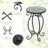 imageGiantex Outdoor Side Table Mosaic Patio Table 14inch Accent Table Plant Stand Ceramic Tile Top Metal Frame Small End Table Porch Beach Patio Garden Balcony PoolsideWave