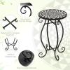 imageGiantex Outdoor Side Table Mosaic Patio Table 14inch Accent Table Plant Stand Ceramic Tile Top Metal Frame Small End Table Porch Beach Patio Garden Balcony PoolsideMonochrome