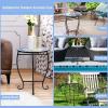 imageGiantex Outdoor Side Table Mosaic Patio Table 14inch Accent Table Plant Stand Ceramic Tile Top Metal Frame Small End Table Porch Beach Patio Garden Balcony PoolsideOcean