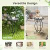 imageGiantex Outdoor Side Table Mosaic Patio Table 14inch Accent Table Plant Stand Ceramic Tile Top Metal Frame Small End Table Porch Beach Patio Garden Balcony PoolsideMonochrome