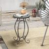 imageGiantex Outdoor Side Table Mosaic Patio Table 14inch Accent Table Plant Stand Ceramic Tile Top Metal Frame Small End Table Porch Beach Patio Garden Balcony PoolsideWave