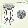 imageGiantex Outdoor Side Table Mosaic Patio Table 14inch Accent Table Plant Stand Ceramic Tile Top Metal Frame Small End Table Porch Beach Patio Garden Balcony PoolsideWave