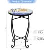 imageGiantex Outdoor Side Table Mosaic Patio Table 14inch Accent Table Plant Stand Ceramic Tile Top Metal Frame Small End Table Porch Beach Patio Garden Balcony PoolsideSun