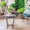 imageGiantex Outdoor Side Table Mosaic Patio Table 14inch Accent Table Plant Stand Ceramic Tile Top Metal Frame Small End Table Porch Beach Patio Garden Balcony PoolsideSun