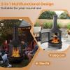 imageGiantex Outdoor Wood Burning Chiminea Fire Pit 30 Inch Metal Fireplace wGrill Chiminea Cover ampamp Spark Screen Door Fire Poker Chiminea Firepit for Patio Garden Backyard BBQ Deck Black
