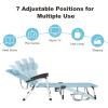 imageGiantex Patio Chaise Lounge Chair 7 Adjustable Position Folding Camping Cot Outdoor Lounger with Cup Holder Detachable Pillow Beach Sleeping Recliner for Poolside Lawn Sunbathing Chair 1 BlueBlue