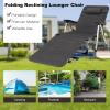 imageGiantex Patio Chaise Lounge Chair 7 Adjustable Position Folding Camping Cot Outdoor Lounger with Cup Holder Detachable Pillow Beach Sleeping Recliner for Poolside Lawn Sunbathing Chair 1 BlueGrey