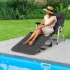 imageGiantex Patio Chaise Lounge Chair 7 Adjustable Position Folding Camping Cot Outdoor Lounger with Cup Holder Detachable Pillow Beach Sleeping Recliner for Poolside Lawn Sunbathing Chair 1 BlueGrey