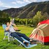 imageGiantex Patio Chaise Lounge Chair 7 Adjustable Position Folding Camping Cot Outdoor Lounger with Cup Holder Detachable Pillow Beach Sleeping Recliner for Poolside Lawn Sunbathing Chair 1 BlueBlue