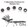 imageGiantex Patio Chaise Lounge Chair 7 Adjustable Position Folding Camping Cot Outdoor Lounger with Cup Holder Detachable Pillow Beach Sleeping Recliner for Poolside Lawn Sunbathing Chair 1 BlueGrey