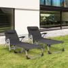 imageGiantex Patio Chaise Lounge Chair 7 Adjustable Position Folding Camping Cot Outdoor Lounger with Cup Holder Detachable Pillow Beach Sleeping Recliner for Poolside Lawn Sunbathing Chair 1 BlueGrey