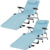 imageGiantex Patio Chaise Lounge Chair 7 Adjustable Position Folding Camping Cot Outdoor Lounger with Cup Holder Detachable Pillow Beach Sleeping Recliner for Poolside Lawn Sunbathing Chair 1 BlueBlue