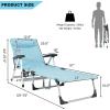 imageGiantex Patio Chaise Lounge Chair 7 Adjustable Position Folding Camping Cot Outdoor Lounger with Cup Holder Detachable Pillow Beach Sleeping Recliner for Poolside Lawn Sunbathing Chair 1 BlueBlue