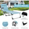 imageGiantex Patio Chaise Lounge Chair 7 Adjustable Position Folding Camping Cot Outdoor Lounger with Cup Holder Detachable Pillow Beach Sleeping Recliner for Poolside Lawn Sunbathing Chair 1 BlueBlue