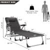 imageGiantex Patio Chaise Lounge Chair 7 Adjustable Position Folding Camping Cot Outdoor Lounger with Cup Holder Detachable Pillow Beach Sleeping Recliner for Poolside Lawn Sunbathing Chair 1 BlueGrey