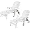 imageGiantex Patio Chaise Lounge Recliner on Wheels Folding Deck Chair with Armrests 5 Adjustable Positions for Poolside Yard Garden Rolling Outdoor Lounger Sunbathing Beach Chair1 GrayWhite