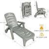imageGiantex Patio Chaise Lounge Recliner on Wheels Folding Deck Chair with Armrests 5 Adjustable Positions for Poolside Yard Garden Rolling Outdoor Lounger Sunbathing Beach Chair1 GrayGrey